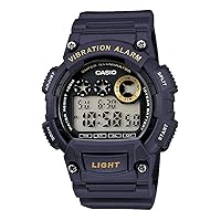 Casio W-735H-2AV Standard Digital Men's Watch, Vibration Function, Overseas Model, Navy