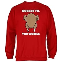Old Glory Thanksgiving Gobble Til You Wobble Red Adult Sweatshirt - X-Large