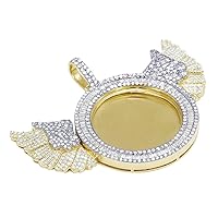 DTJEWELS 10K Two Tone Gold Finish Baguette Round Cut Diamond Wing Memory Pendant 2.7