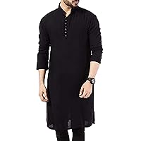 Indian Kurta For Men's Shirt Kurta Ethnic Wea 100% Cotton Indian Wear Kurta Black