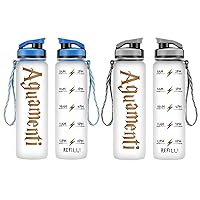 LEADO 32oz 1Liter Motivational Tracking Water Bottle with Times to Drink, 2 Pack - Aguamenti, HP Merchandise - Funny Potterhead, Christmas, Birthday Gifts for Women, Men, Friends, Mom, Wife, Husband