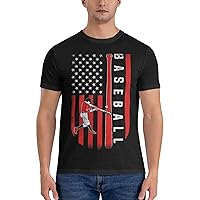 Men's Cotton T-Shirt Tees, Golf American Flag Father's Day Graphic Fashion Short Sleeve Tee S-6XL