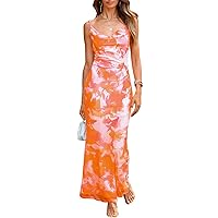 PRETTYGARDEN Women's 2024 Summer Floral Spaghetti Strap Maxi Dress Stretch Sexy Bodycon Dress Backless Slip Long Dresses