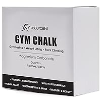 ProsourceFit Professional Grade Gym Chalk for Weightlifting, Gymnastics and Rock Climbing; Magnesium Carbonate; 1lb (8 Blocks)