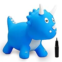Kids Dinosaur Bouncy Animal Toys, Inflatable Triceratops Bouncer, Ride on Bounce Hopper, Indoor Outdoor Activity Birthday Gift for 18 Months 2 3 4 Years Old Boys