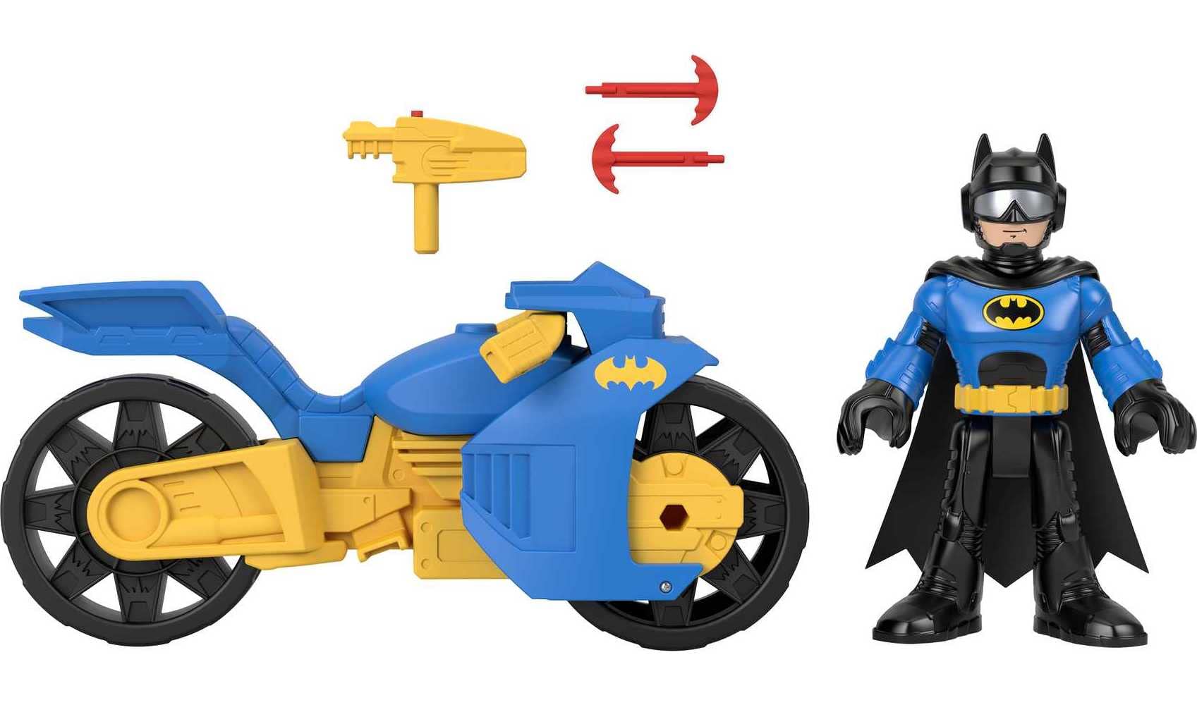 Imaginext DC Super Friends Batman Toys, XL Batcycle with Projectile Launcher & XL Batman Figure, Each 10 Inches, Ages 3+ Years