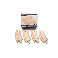 Short Curved Track, Wooden Train Tracks Compatible with Thomas & Friends, Brio Train, and All Major Brand Wooden Train Set and Railway Accessories, 4 Pack, 3