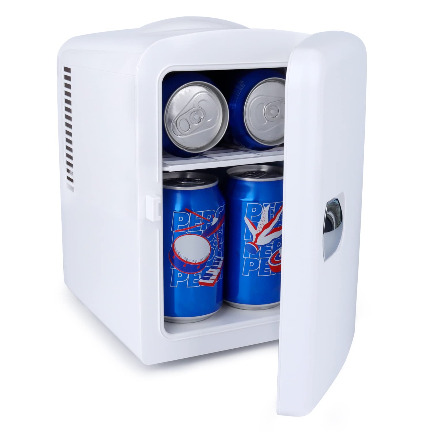 Living Enrichment Mini Fridge Chilling and Warming, Portable Compact Refrigerator AC/DC Power, 4L 6 Cans Capacity, for Skincare, Foods, Medications, Milk, Home and Travel - White