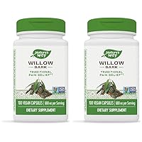 Willow Bark, Traditional Relief of Discomfort Due to Occasional Overexertion*, Non-GMO Project Verified, 680 mg per Serving, 100 Vegan Capsules (Pack of 2)