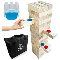 SWOOC Games - Giant Tower Party Game with Hidden Jello Shots - Includes Disposable Cups, Lids & Carrying Case - Stacks up to 5ft - Tipsy Topple Game for Adults - Giant Outdoor Games - Jumbo Bar Games