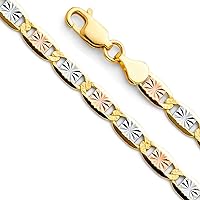 14k Tri Color Gold Men's 4mm Fancy Star Diamond Cut Chain Necklace