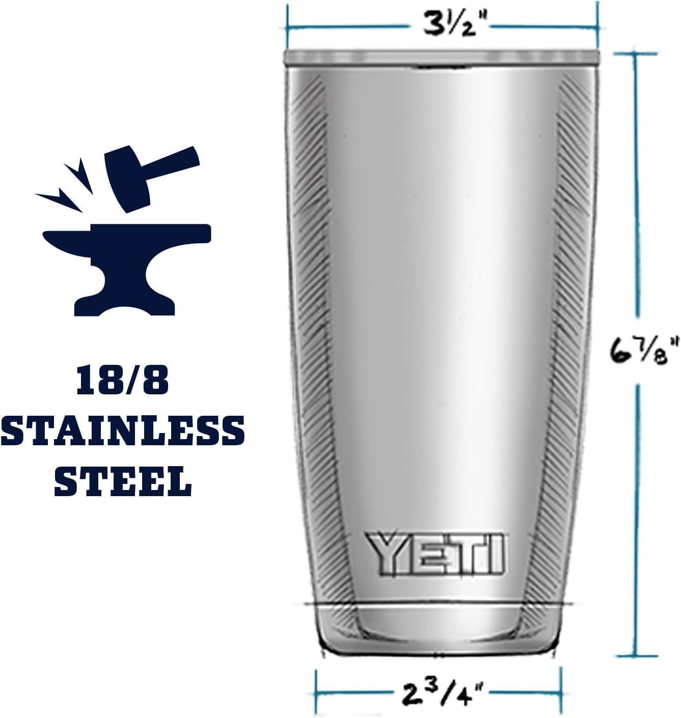 YETI Rambler 20 oz Stainless Steel Vacuum Insulated Tumbler w/MagSlider Lid