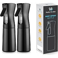 Hula Home Spray Bottle for Hair - 2pc (6.8oz/200ml) Mist Empty Ultra Fine Plastic Water Sprayer – For Hairstyling, Cleaning, Salons, Plants, Essential Oil Scents & More - Black