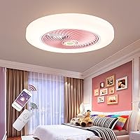 LANMOU Ceiling Fan with Lighting LED 36 W Dimmable Ceiling Light Modern Bedroom Living Room Quiet Fan Light with Remote Control Adjustable Wind Speed and Timing, Diameter 52 cm, Pink