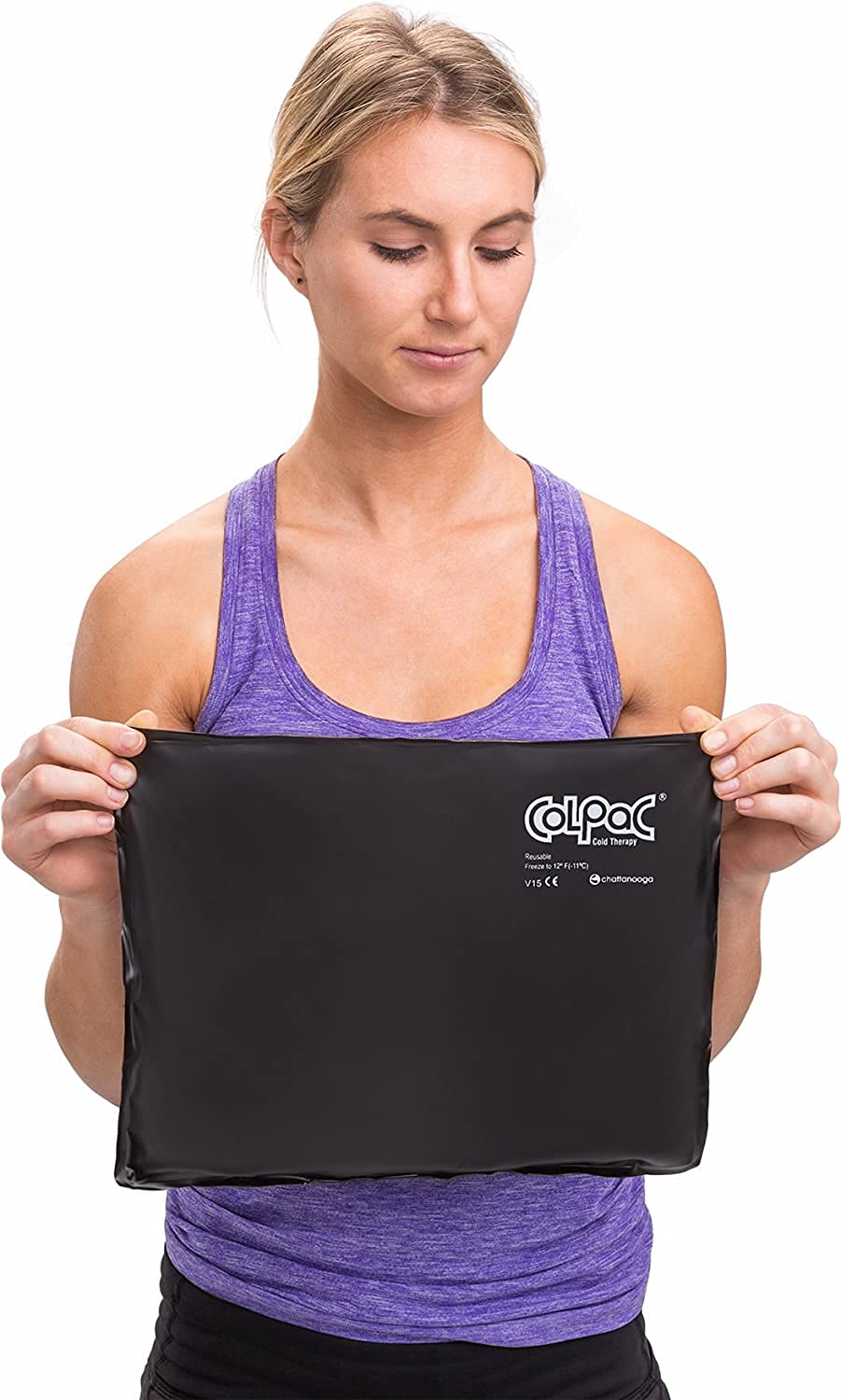 Chattanooga ColPac - Reusable Gel Ice Pack - Black Polyurethane - Standard - 10 in x 13.5 in - Cold Therapy - Knee, Arm, Elbow, Shoulder, Back - Aches, Swelling, Bruises, Sprains, Inflammation