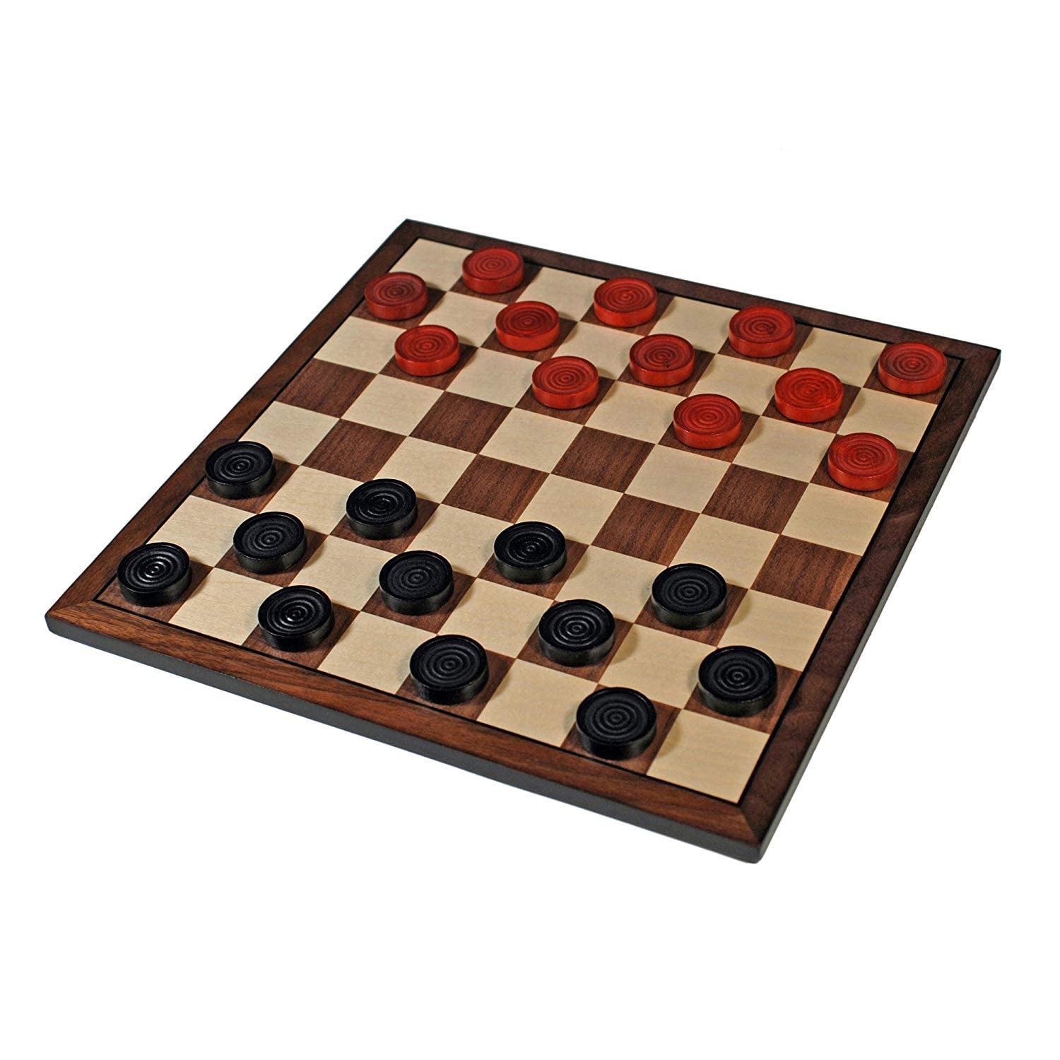 WE Games Old School Red and Black Wooden Checkers Set -12 in.
