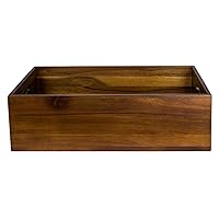 International 6525TW312 Wooden Rectangular Platform, Acacia Wood Display Tray Box, Rustic Style for Food, Pastry, Fruit 20 x 12 x 6