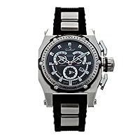 Gallucci Gents Sports Chronograph Quartz Wrist Watch with Date, Retrograde Second Hands and Silicon Band with a Stainless Steel Cubes