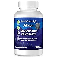 Nature’s Perfect Night | Magnesium Glycinate | 180 Veggie Caps | 100% Chelated | Albion Gold Medallion | GI Friendly | Non-GMO | Gluten Free | Supports Relaxation, Heart, Bone, and Nerve Health |