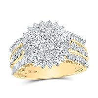 The Diamond Deal 10kt Yellow Gold Womens Round Diamond Cluster Ring 1-1/2 Cttw