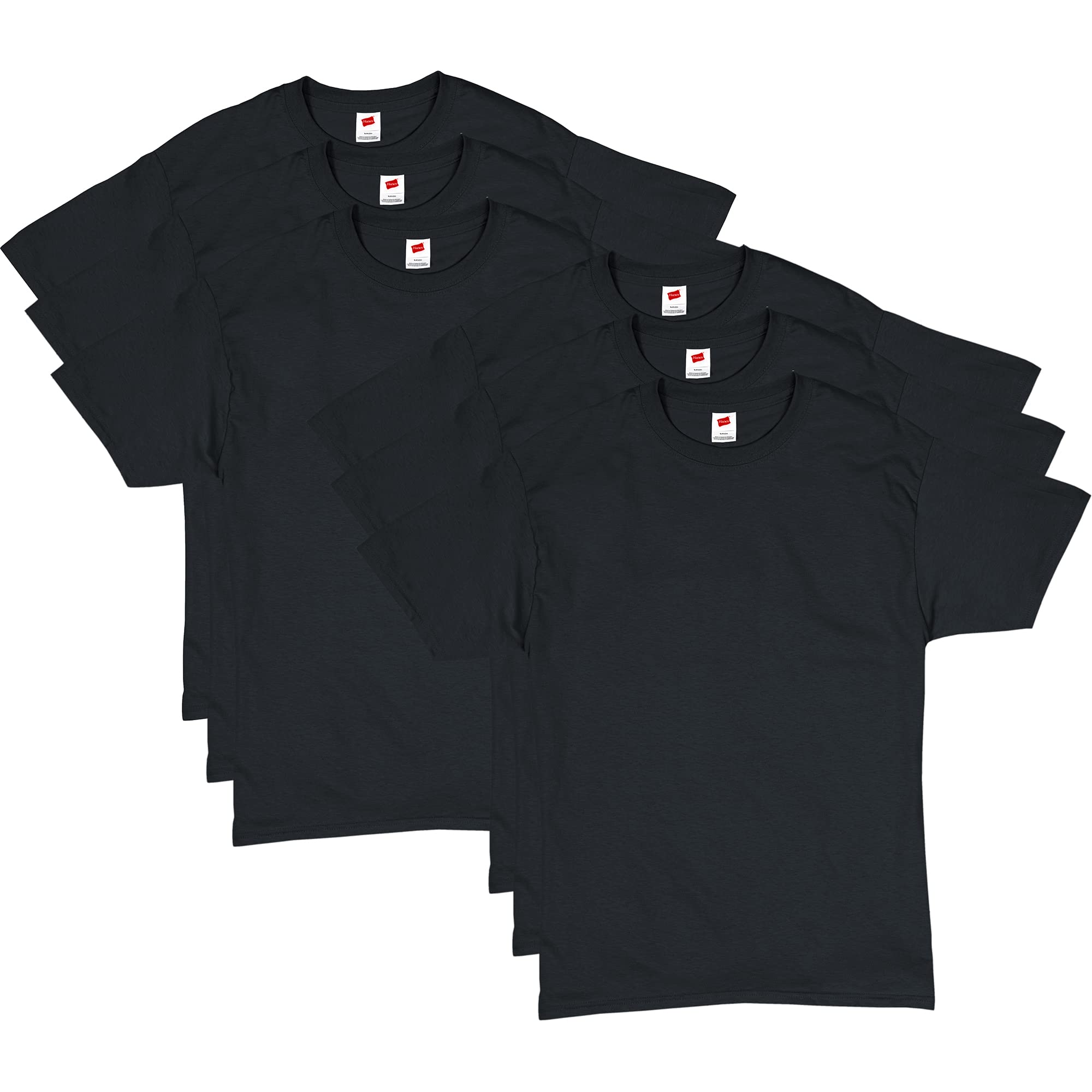 Hanes mens Essentials Short Sleeve T-shirt Value Pack (4-pack) athletic t  shirts, Black, Small US