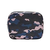 Conair Makeup Bag, Large Double Zip Toiletry and Cosmetic Bag, Perfect Size for Use At Home or Travel, Double Zip Organizer Shape in Blue, Pink and Black Camouflage
