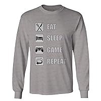 Eat Sleep Game Repeat Video Gamer Funny Gift Gaming Long Sleeve Men's