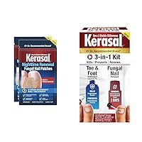 Kerasal Nighttime Renewal Fungal Nail Patches - 14 Patch Twin Pack - Overnight Nail Repair & 3-in-1 Nail Care Kit 1 oz Antifungal Spray and 0.43 oz Nail Repair Solution Improve Appearance