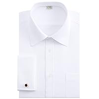 J.VER Men's French Cuff Dress Shirts Regular Fit Long Sleeve Spead Collar Metal Cufflink