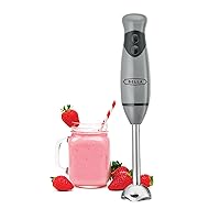 BELLA Immersion Blender, Portable Mixer and Emulsifier with Whisk Attachment, 2 Speed, Electric Handheld Juicer, Shakes, Baby Food and Smoothie Maker, Stainless Steel, BPA Free, 250 Watt, Gray