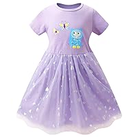 VASCHY Dress for Girls, Cute Casual Spring Summer Short-Sleeve Outfit,Toddler/Little/Big Kid Girls Birthday Clothing