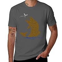 Fishing Carp Men’s Short Sleeve Graphic T-Shirt Print Crew Tees Classic Shirt Casual Top