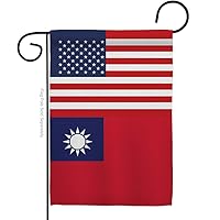 Taiwan US Friendship Garden Flag - Regional Nationality Nation International World Country Particular Area - House Decoration Banner Small Yard Gift Double-Sided Made In USA 13 X 18.5