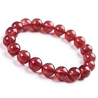 Natural Red Strawberry Quartz Crystal Love Round Beads Women Men Bracelet 10mm AAAA