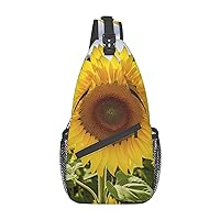 Blooming Sunflowers Print Sling Backpack Travel Sling Bag Casual Chest Bag Hiking Daypack Crossbody Bag For Men Women