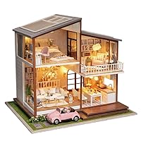 DIY Dollhouse Miniature Kit Music Box with Furniture LED Handmade 3D Assembly Musical Box Brain Teasers for Women and Girls Music Box Gifts for Birthday/Christmas/Anniversary
