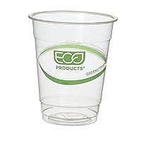 ECO PRODUCTS GreenStripe Clear Compostable 7oz PLA Plastic Cups, Case of 2000, Disposable Renewable Plant-Based Cold Cups, For Cold Drinks & Snacks, BPI Certified, ASTM Compliant.