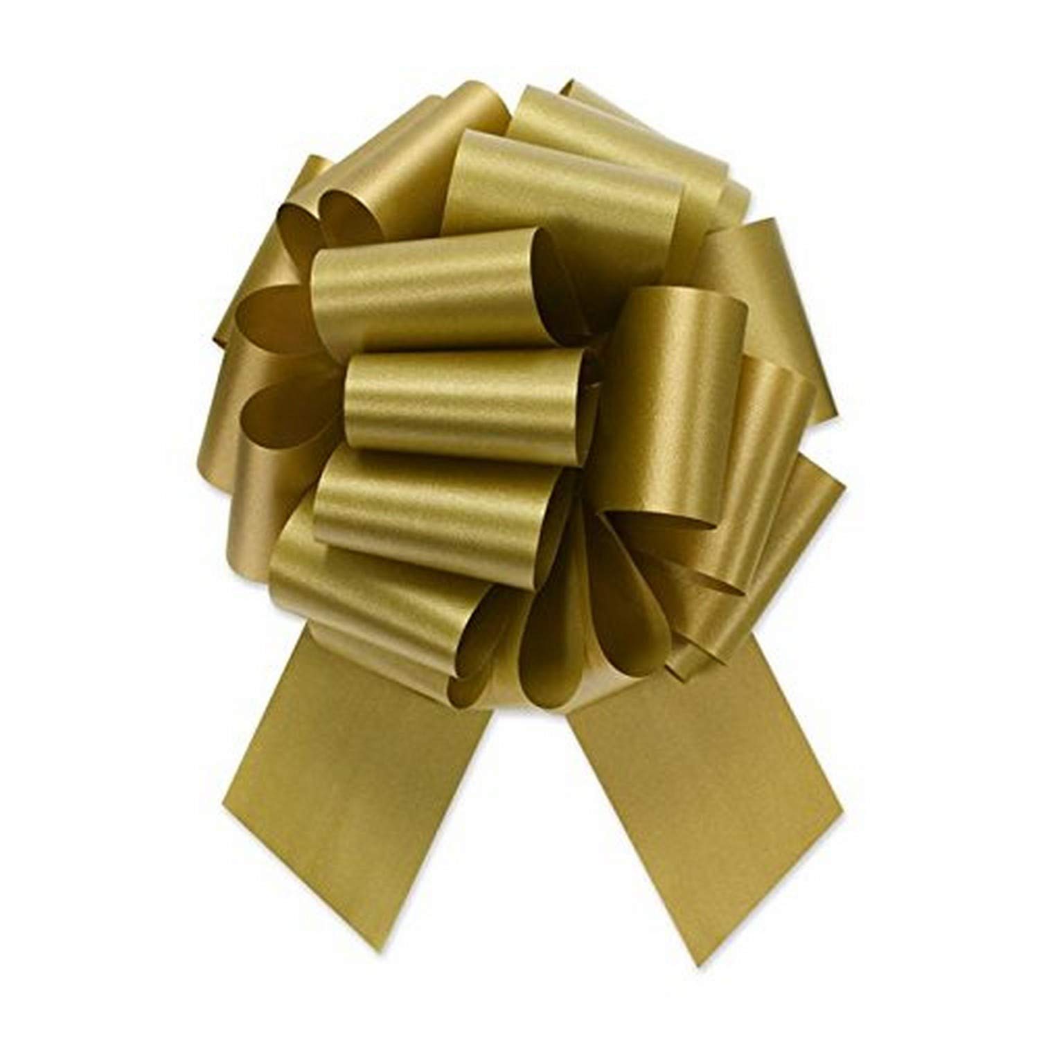 Berwick Offray 1.45'' Wide Ribbon Pull Bow, 5.5'' Diameter with 20 Loops, Holiday Gold