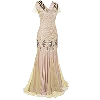 Women's Cocktail Dresses Vintage 1920s Bead Fringe Sequin Lace Party Flapper Cocktail Prom Dress New Years Eve Dress