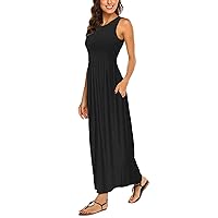 Hount Women's Summer Sleeveless Striped Flowy Casual Long Maxi Dress with Pockets