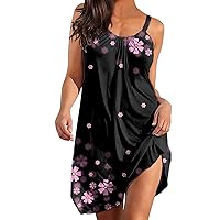 Women Casual Spaghetti Strap Dress 2023 Sexy Slim Fit Print Summer Beach Dress Sleeveless Comfortable Dresses