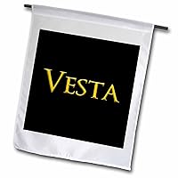 3dRose Vesta elegant girl baby name in America. Yellow on black cool charm - Flags (fl-376749)