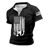 Men American Flag Shirts Short Sleeve 4th of July Patriotic Shirt 1776 Independence Day Outdoor Sports Golf T-Shirts