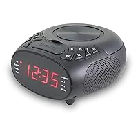 GPX Dual Alarm CD Clock Radio, Top Load, FM, Black (CC318B)