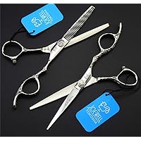 Hair Cutting Scissors Kits Stainless Steel Hairdressing Shears Set Barber/Salon/Home Shears Kit for Men Women with Plum Pattern