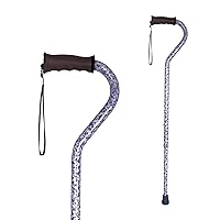 Carex Ergo Offset Cane with Soft Cushioned Handle - Adjustable Walking Cane for Women - Blue Floral Pattern and Flowers, 13.92 Ounce