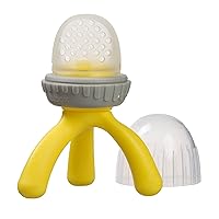 b.box Silicone Fresh Food Feeder. Ages 4 Months+, Tripod Design Easy for Baby to Hold. Perfect for Fresh or Frozen Foods. Cap Included for On The Go. Dishwasher Safe (Lemon Sherbet)