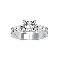 Kiara Gems 3 CT Princess Colorless Moissanite Engagement Ring for Women/Her, Wedding Bridal Ring Sets, Eternity Sterling Silver Solid Gold Diamond Solitaire 4-Prong Sets, for Her
