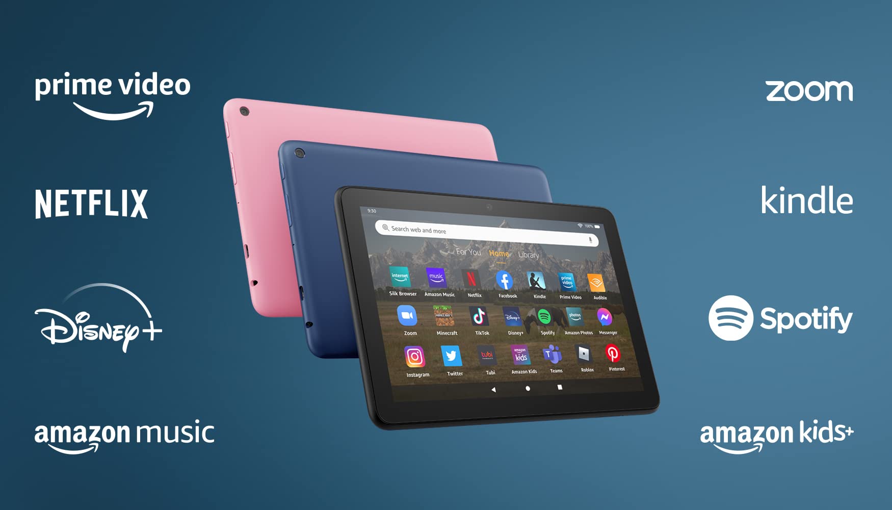All-new Amazon Fire HD 8 tablet, 8” HD Display, 64 GB, 30% faster processor, designed for portable entertainment, (2022 release), Rose, without lockscreen ads