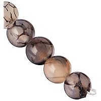 JOE FOREMAN 8mm Black Crackle Agate Beads for Jewelry Making Natural Semi Precious Gemstone Round Strand 15